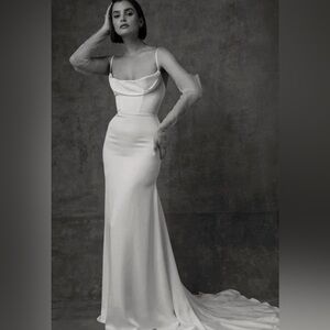 Sarah Seven Elegant White Wedding Dress